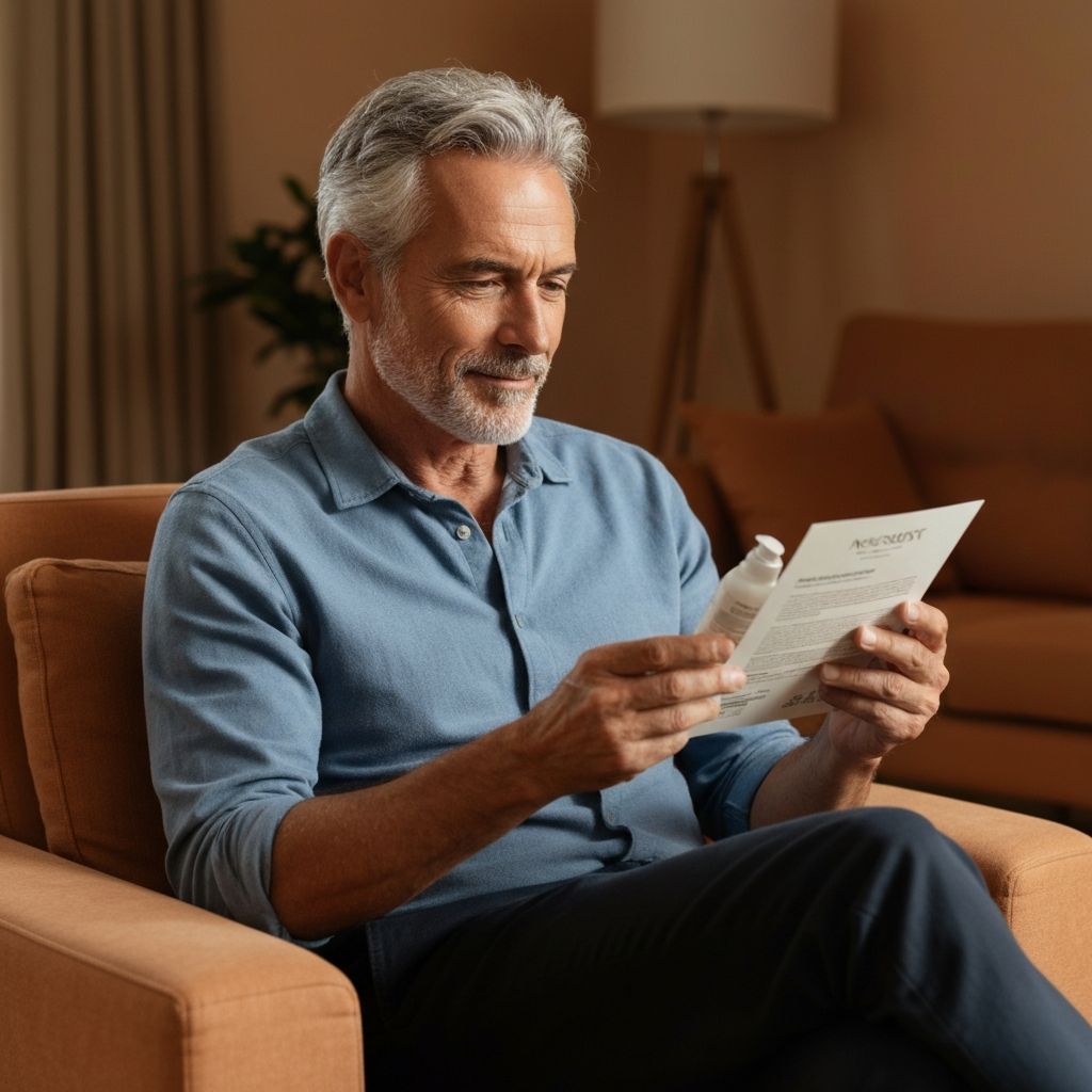 Person reading ingredient label peacefully